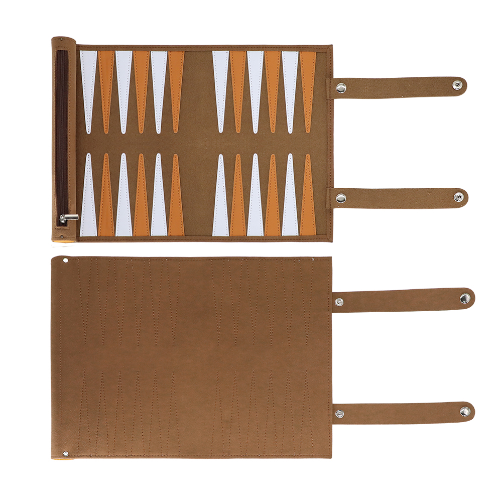 Microfiber Snap Button Dark Brown Backgammon Sets