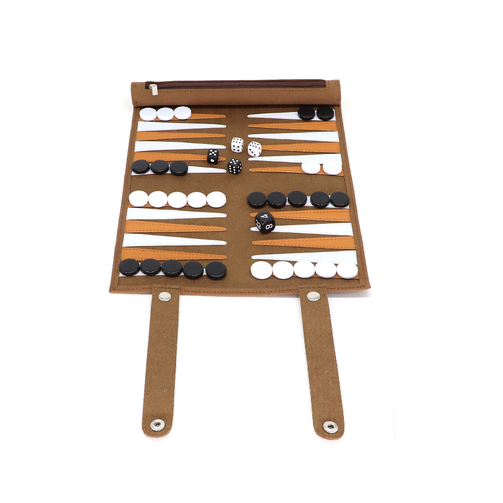 Microfiber Snap Button Dark Brown Backgammon Sets