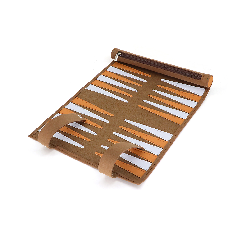 Microfiber Snap Button Dark Brown Backgammon Sets