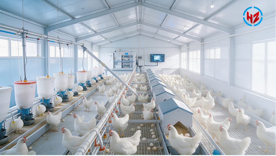 Poultry farming and slaughter line