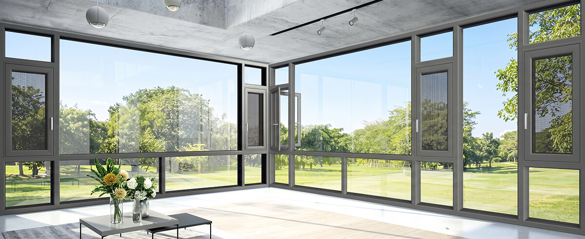 corner-sunroom-aluminum-casement-windows-garden-view