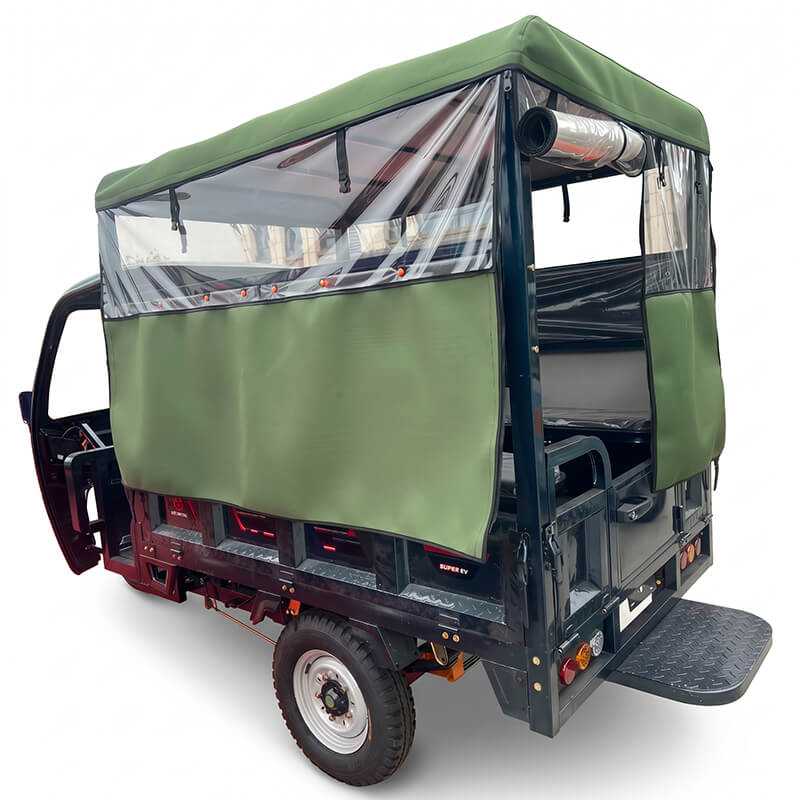 Dajiang 1.8m Heavy-Duty Semi-Cabin Electric Tricycle, 6-7 Seater, 1500kg Load Passenger & Cargo Trike (1500W PMSM)