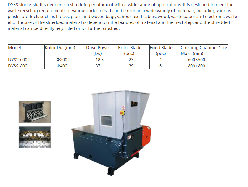 DYSS Series Small Single-shaft Shredder-1