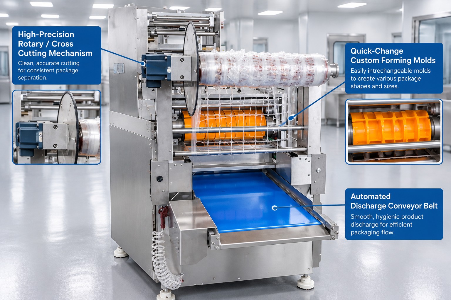 Thermoforming Vacuum Packaging Machine | Automatic Rollstock Vacuum Packing Equipment
